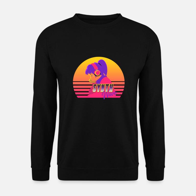 Synthwave Girl - Unisex Pullover - Schwarz