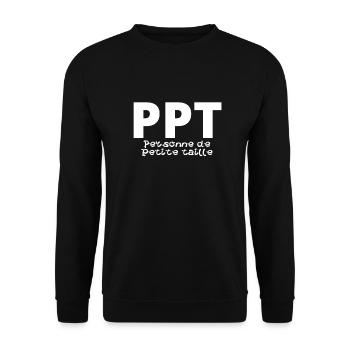 PPT Personne de Petite Taille - Sweat-shirt Unisexe - noir - Devant - Alina (178cm) & Michal (187cm)