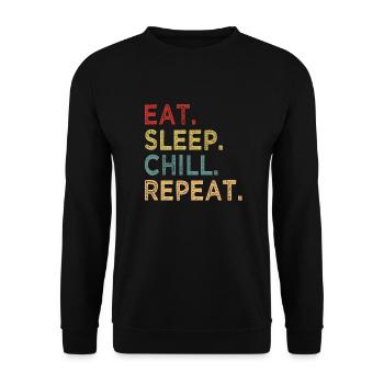 Manger Sleep Chill Répéter - chillen - relaxen - Relax - Sweat-shirt Unisexe - noir - Devant - Alina (178cm) & Michal (187cm)