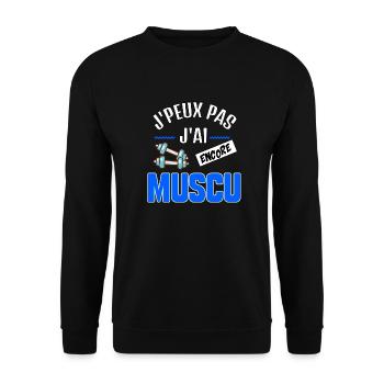 MUSCULATION - J'peux pas j'ai encore musculation - Sweat-shirt Unisexe - noir - Devant - Alina (178cm) & Michal (187cm)