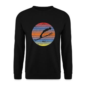 Skispringer Skisprung Wintersport Skifliegen Ski - Unisex Pullover - Schwarz - Vorne - Alina (178cm) & Michal (187cm)