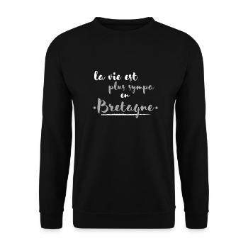 La vie est plus sympa en Bretagne Cadeau bretagne - Sweat-shirt Unisexe - noir - Devant - Alina (178cm) & Michal (187cm)