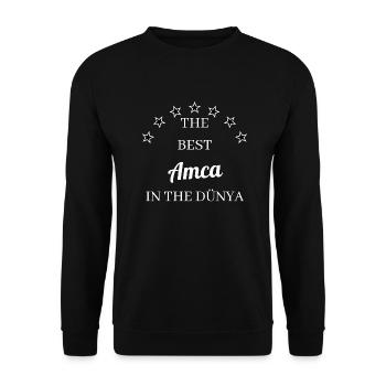 Amca Hediyelik Dogum Günü Hediyesi Geschenkidee - Unisex Pullover - Schwarz - Vorne - Alina (178cm) & Michal (187cm)