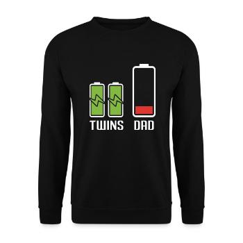 Dad Twins Battery Energy Power - Unisex Sweatshirt - black - Front - Alina (178cm) & Michal (187cm)