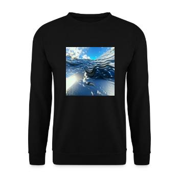 Vagues bleues sans fin contre le ciel bleu - Sweat-shirt Unisexe - noir - Devant - Alina (178cm) & Michal (187cm)