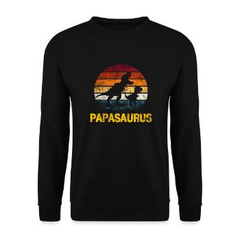Papa Père Papasaurus Rétro vintage Fête des Pères - Sweat-shirt Unisexe - noir - Devant - Alina (178cm) & Michal (187cm)