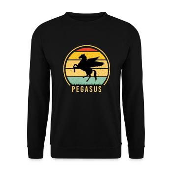 Pegasus Cheval Licorne Rétro Vintage - Sweat-shirt Unisexe - noir - Devant - Alina (178cm) & Michal (187cm)