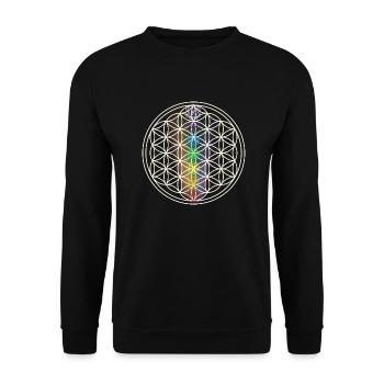 chakra rainbow yoga symbol life flower - Unisex Sweatshirt - black - Front - Alina (178cm) & Michal (187cm)