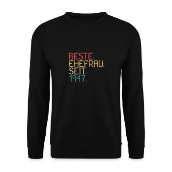 Beste Ehefrau Seit 1947 - Jahrestag Geschenk - Unisex Pullover - Schwarz - Vorne - Alina (178cm) & Michal (187cm)