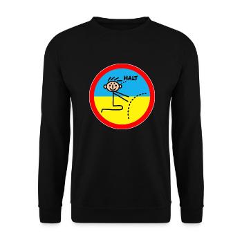 Grenzen setzen Halt - Grenze zur Ukraine Tabu - Unisex Pullover - Schwarz - Vorne - Alina (178cm) & Michal (187cm)