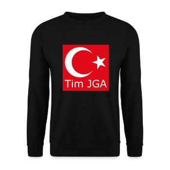 Türkisch stämmiger "Tim" Junggesellenabschied - Unisex Pullover - Schwarz - Vorne - Alina (178cm) & Michal (187cm)