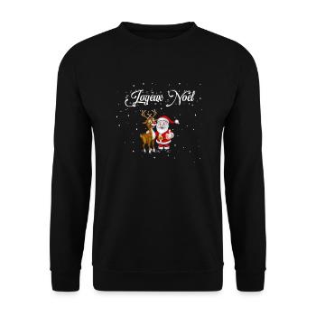 Père Noel et Renne - Sweat-shirt Unisexe - noir - Devant - Alina (178cm) & Michal (187cm)