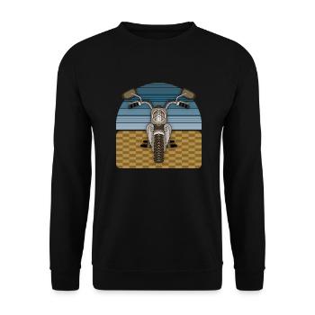 Motorrad - Unisex Pullover - Schwarz - Vorne - Alina (178cm) & Michal (187cm)