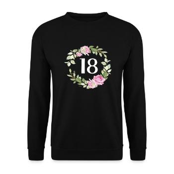 18 Geburtstag Blumen Volljährig Jahre 18 - Unisex Pullover - Schwarz - Vorne - Alina (178cm) & Michal (187cm)