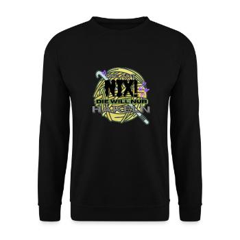 Die Tut Nix Die Will Nur Häkeln Gelb Lila Garn - Unisex Pullover - Schwarz - Vorne - Alina (178cm) & Michal (187cm)