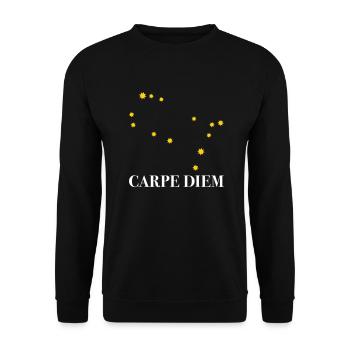 Carpe Diem nutze den Tag Sternbild Zwilling Gemini - Unisex Pullover - Schwarz - Vorne - Alina (178cm) & Michal (187cm)