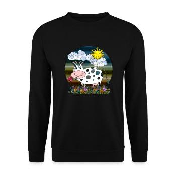 Cow - Unisex Sweatshirt - black - Front - Alina (178cm) & Michal (187cm)