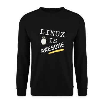 Linux is awesome - - Unisex Pullover - Schwarz - Vorne - Alina (178cm) & Michal (187cm)