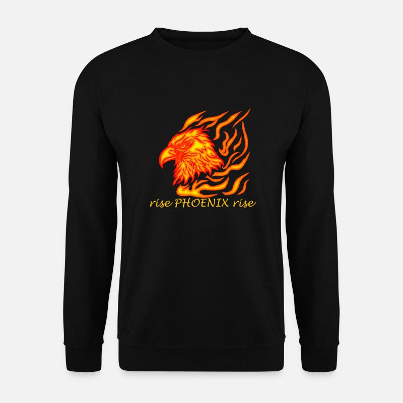 cooler, brennender Phönix Kopf Spruch Rise Phoenix - Unisex Pullover - Schwarz