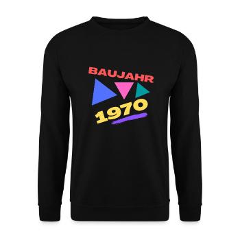 Baujahr 1970 - Geburtsjahr - Geburtstag - Unisex Pullover - Schwarz - Vorne - Alina (178cm) & Michal (187cm)