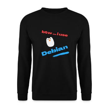 btw .. I use Debian Linux - Unisex Pullover - Schwarz - Vorne - Alina (178cm) & Michal (187cm)