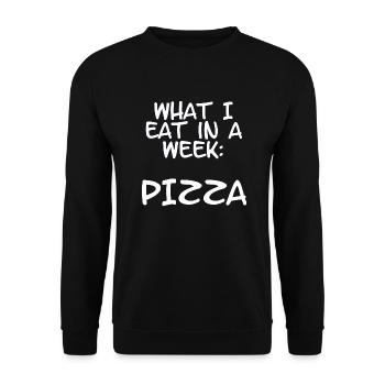 what I eat in a week: pizza -Sayings - Gift - Unisex Sweatshirt - black - Front - Alina (178cm) & Michal (187cm)