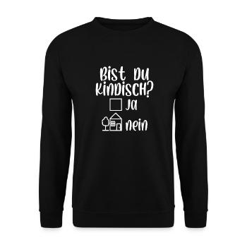 Bist du kindisch ja nein - Unisex Pullover - Schwarz - Vorne - Alina (178cm) & Michal (187cm)