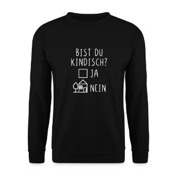 Bist du kindisch ja nein - Unisex Pullover - Schwarz - Vorne - Alina (178cm) & Michal (187cm)