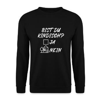 Bist du kindisch ja nein - Unisex Pullover - Schwarz - Vorne - Alina (178cm) & Michal (187cm)