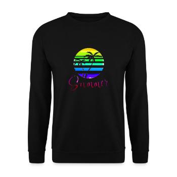 Palmen | Sommer | Sonne | Urlaub - Unisex Pullover - Schwarz - Vorne - Alina (178cm) & Michal (187cm)