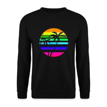 Palmen | Sommer | Sonne | Urlaub - Unisex Pullover - Schwarz - Vorne - Alina (178cm) & Michal (187cm)