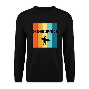 Surfen auf dem Meer - Unisex Pullover - Schwarz - Vorne - Alina (178cm) & Michal (187cm)