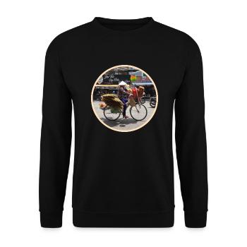Business in Saigon - Unisex Pullover - Schwarz - Vorne - Alina (178cm) & Michal (187cm)