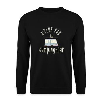 J peux pas j ai Camping car - Sweat-shirt Unisexe - noir - Devant - Alina (178cm) & Michal (187cm)