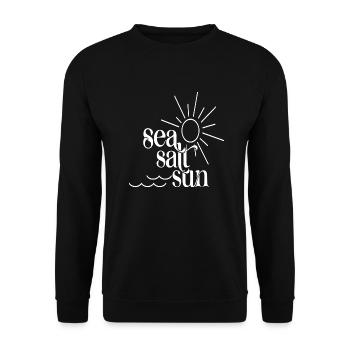 Sea Salt Sun Holiday Saying - Unisex Sweatshirt - black - Front - Alina (178cm) & Michal (187cm)