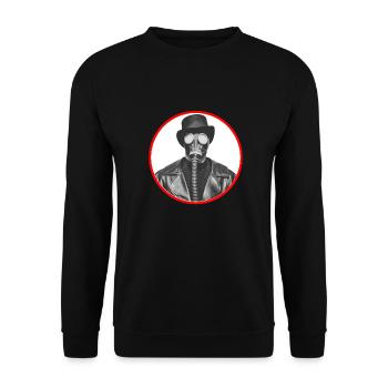 Der Mann mit der Gasmaske - Unisex Pullover - Schwarz - Vorne - Alina (178cm) & Michal (187cm)