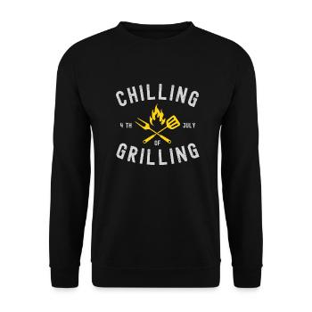 I feierte in Grilla - Unisex Pullover - Schwarz - Vorne - Alina (178cm) & Michal (187cm)
