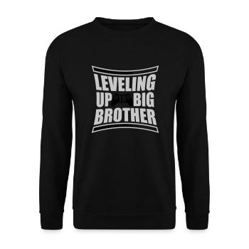 Leveling up big brother - Unisex Pullover - Schwarz - Vorne - Alina (178cm) & Michal (187cm)