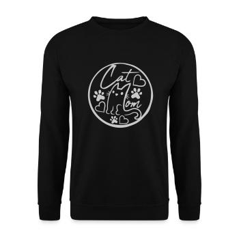 Kreis Logo Cat Mom - Unisex Pullover - Schwarz - Vorne - Alina (178cm) & Michal (187cm)
