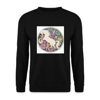 Cheval mosaïque blanc - Sweat-shirt Unisexe - noir - Devant - Alina (178cm) & Michal (187cm)