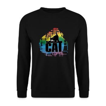 Cat - Unisex Sweatshirt - black - Front - Alina (178cm) & Michal (187cm)