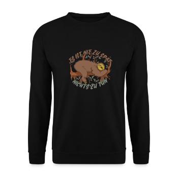 Es Ist Nie Zu Spät Nichts Zu Tun Sprüche Faultier - Unisex Pullover - Schwarz - Vorne - Alina (178cm) & Michal (187cm)