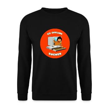 go offline - Unisex Sweatshirt - black - Front - Alina (178cm) & Michal (187cm)