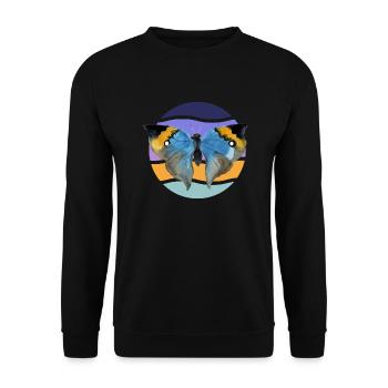 Beautiful butterfly in front of a wave pattern - Unisex Sweatshirt - black - Front - Alina (178cm) & Michal (187cm)