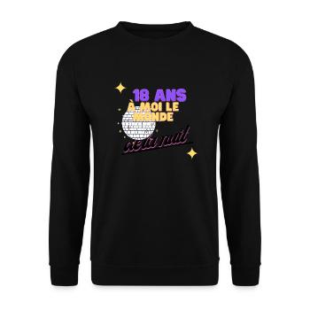 J'ai 18 ans, à moi le monde de la nuit - Sweat-shirt Unisexe - noir - Devant - Alina (178cm) & Michal (187cm)