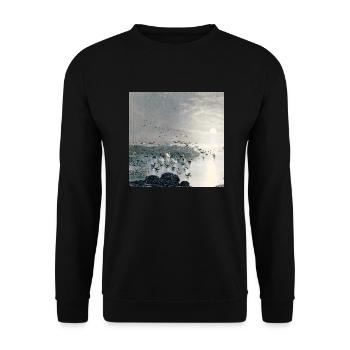 Ducks, Mallards and Swans on the lake at sunset - Unisex Sweatshirt - black - Front - Alina (178cm) & Michal (187cm)