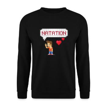 Schwimmendes Liebespixel - Unisex Pullover - Schwarz - Vorne - Alina (178cm) & Michal (187cm)