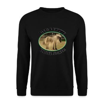 Pferd Staub; Klimawandel; Staubiges Pferd Paddock - Unisex Pullover - Schwarz - Vorne - Alina (178cm) & Michal (187cm)
