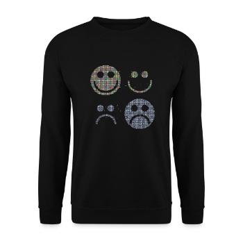 Happy and Sad Stilyzed Faces - Unisex Sweatshirt - black - Front - Alina (178cm) & Michal (187cm)