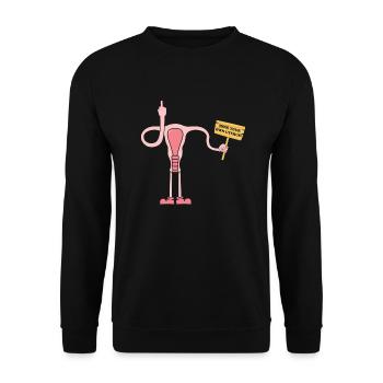Mind your own Uterus - Unisex Sweatshirt - black - Front - Alina (178cm) & Michal (187cm)